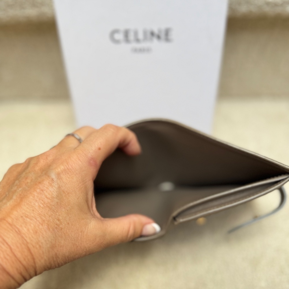Celine Grained Calfskin Medium Multifunction Strap Wallet Pebble Mineral - Picture 6 of 9